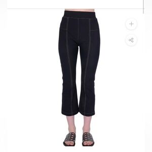 NWT Elaine Kim Black Tech Stretch Flare Cropped Legging Size Large